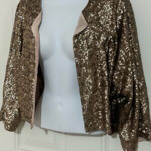 Stitch Knot Bronze Sequin Open Blazer